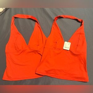 NWT Free People Still Here Halter Tops NWT RED Size Small Set Of Two